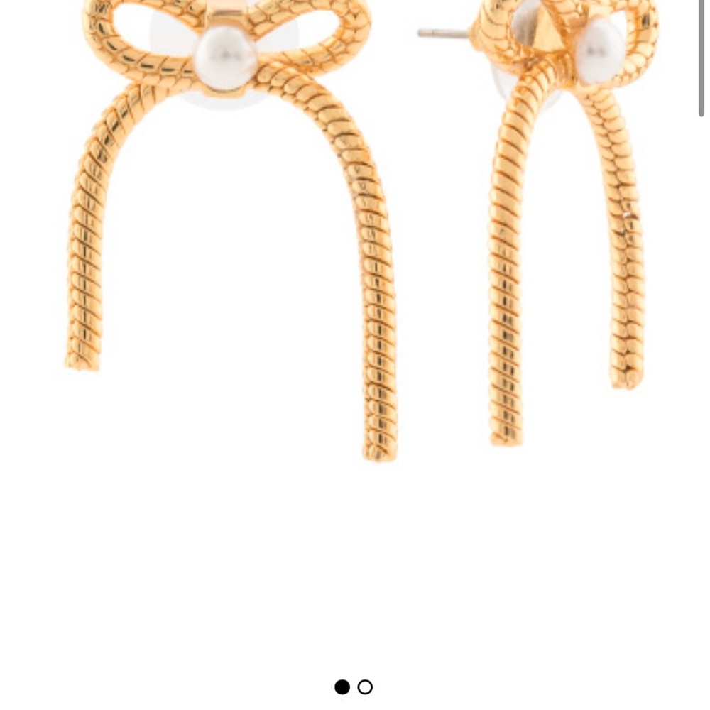 Elegant Gold Bow Earrings with Pearl Accent